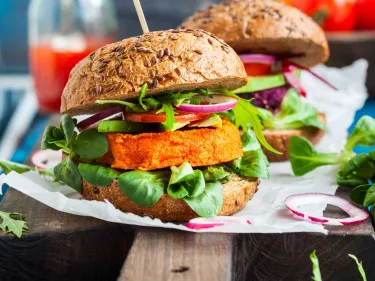 Pumpkin, Capsicum & Haloumi Burgers