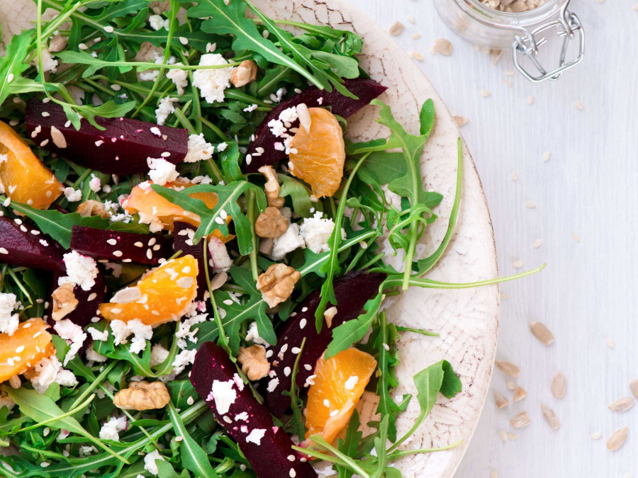 Colourful Beetroot, Goats Cheese and Walnut Salad