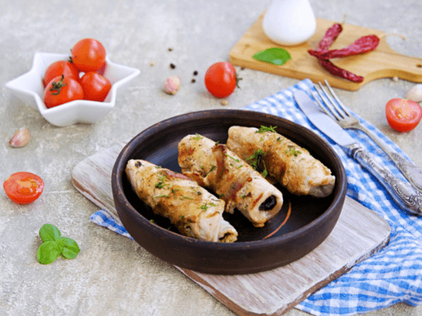 Pork Loin Rolls with Crunchy Couscous Filling