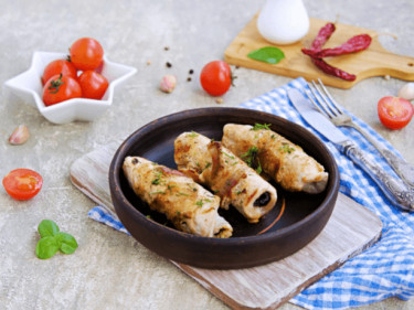Pork Loin Rolls with Crunchy Couscous Filling