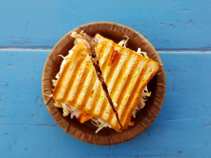Zucchini, haloumi and mint toastie